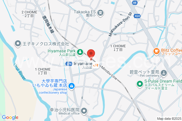 入山瀬メンズエステの地図です。map of Iriyamase station where spa and massage salons are located