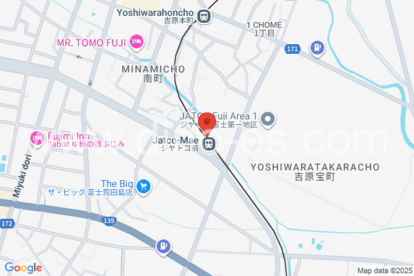 ジヤトコ前(ジヤトコメンズエステの地図です。map of Jatco-mae station where spa and massage salons are located