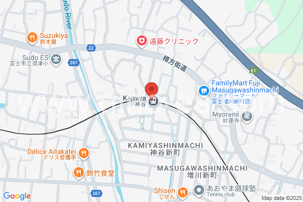 神谷メンズエステの地図です。map of Kamiya station where spa and massage salons are located