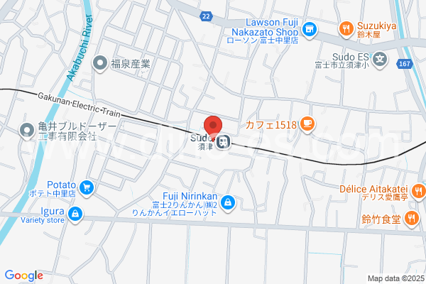 須津メンズエステの地図です。map of Sudo station where spa and massage salons are located
