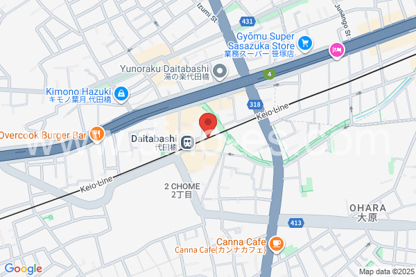 代田橋メンズエステの地図です。map of Daitabashi station where spa and massage salons are located
