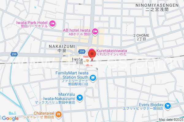 磐田メンズエステの地図です。map of Iwata station where spa and massage salons are located