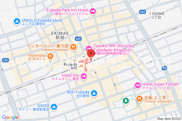 藤枝メンズエステの地図です。map of Fujieda station where spa and massage salons are located