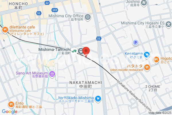 三島田町メンズエステの地図です。map of Mishima-Tamachi station where spa and massage salons are located