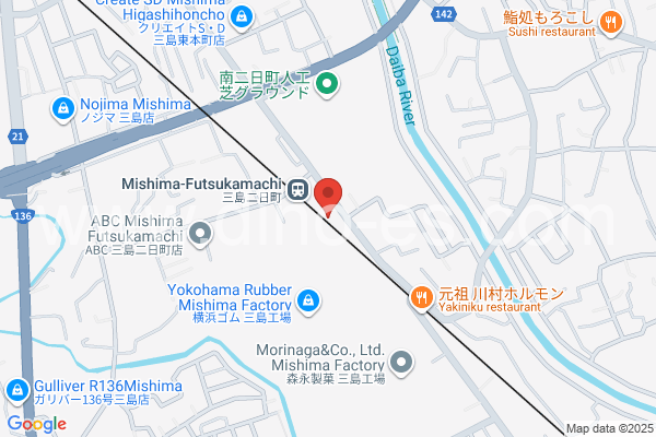 三島二日町メンズエステの地図です。map of Mishima-Futsukamachi station where spa and massage salons are located