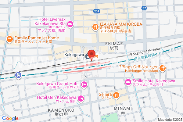 掛川メンズエステの地図です。map of Kakegawa station where spa and massage salons are located