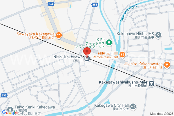 西掛川メンズエステの地図です。map of Nishi-Kakegawa station where spa and massage salons are located