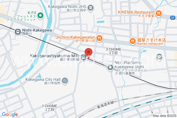 掛川市役所前メンズエステの地図です。map of Kakegawa-shiyakusho-mae station where spa and massage salons are located