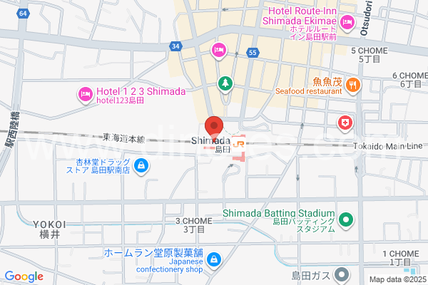 島田(静岡)メンズエステの地図です。map of Shimada station where spa and massage salons are located