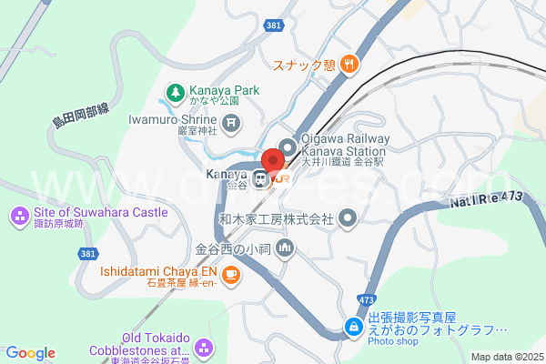 金谷メンズエステの地図です。map of Kanaya station where spa and massage salons are located