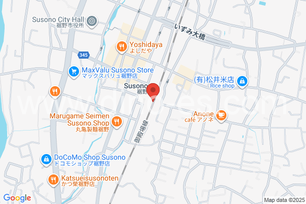 裾野メンズエステの地図です。map of Susono station where spa and massage salons are located
