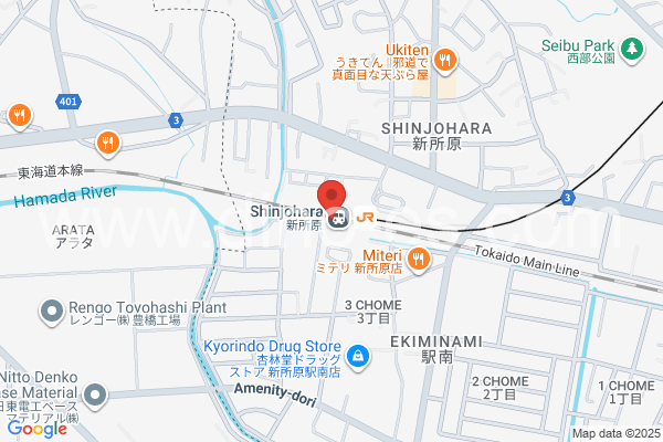 新所原メンズエステの地図です。map of Shinjohara station where spa and massage salons are located