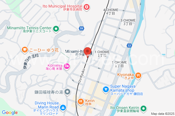 南伊東メンズエステの地図です。map of Minami-Ito station where spa and massage salons are located