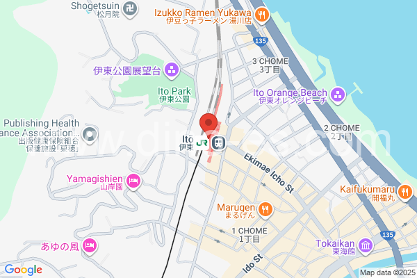 伊東メンズエステの地図です。map of Itō station where spa and massage salons are located