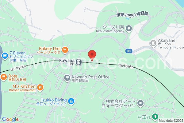 川奈メンズエステの地図です。map of Kawana station where spa and massage salons are located
