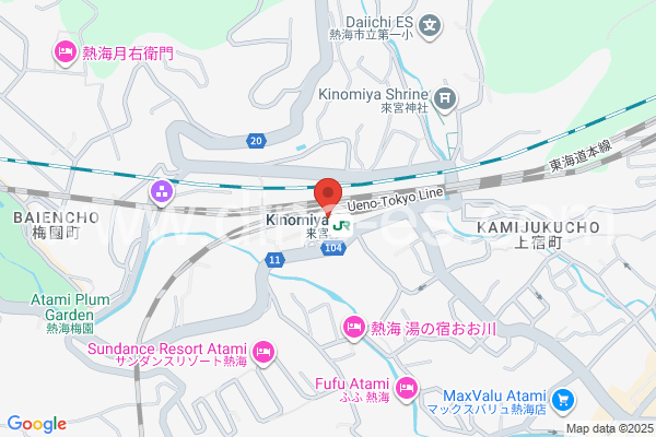 来宮メンズエステの地図です。map of Kinomiya station where spa and massage salons are located