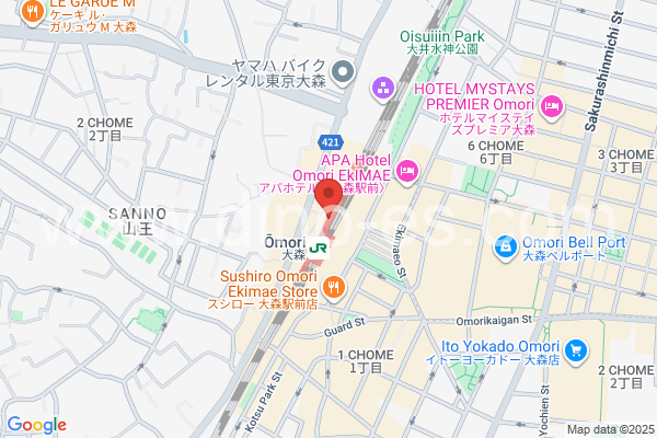 大森(東京)メンズエステの地図です。map of Omori station where spa and massage salons are located