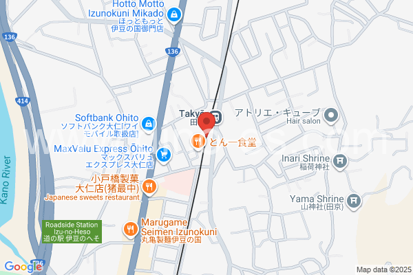 田京メンズエステの地図です。map of Takyō station where spa and massage salons are located