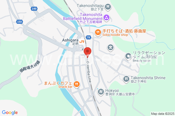 足柄(静岡)メンズエステの地図です。map of Ashigara station where spa and massage salons are located
