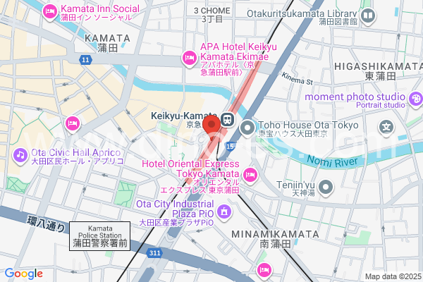 京急蒲田メンズエステの地図です。map of Keikyū Kamata station where spa and massage salons are located