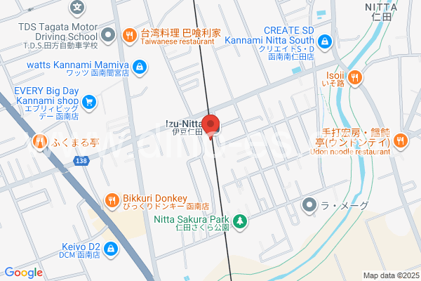 伊豆仁田メンズエステの地図です。map of Izu-Nitta station where spa and massage salons are located