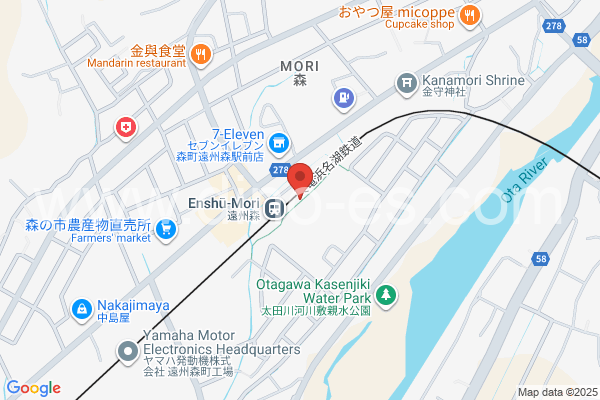 遠州森メンズエステの地図です。map of Enshū-Mori station where spa and massage salons are located