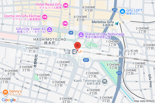 岐阜メンズエステの地図です。map of Gifu station where spa and massage salons are located