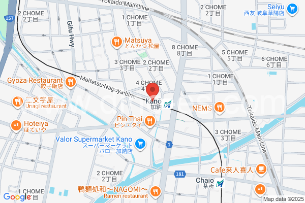 加納(岐阜)メンズエステの地図です。map of Kanō station where spa and massage salons are located