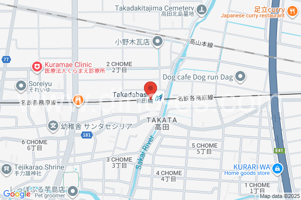 高田橋メンズエステの地図です。map of Takadabashi station where spa and massage salons are located