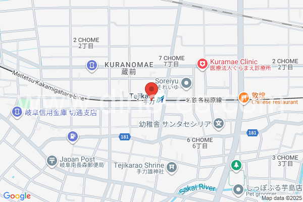 手力メンズエステの地図です。map of Tejikara station where spa and massage salons are located