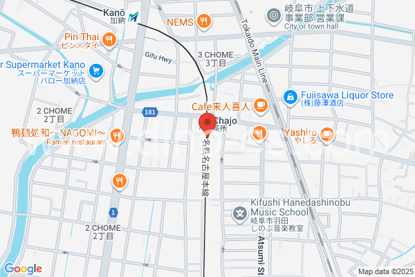 茶所メンズエステの地図です。map of Chajo station where spa and massage salons are located