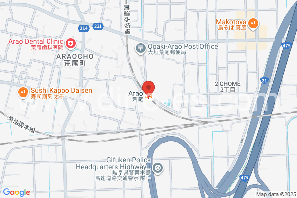 荒尾(岐阜)メンズエステの地図です。map of Arao station where spa and massage salons are located