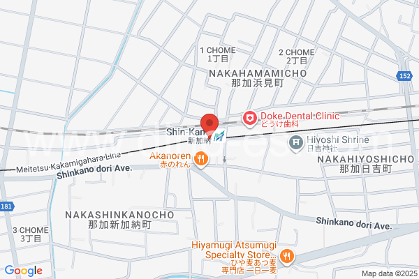 新加納メンズエステの地図です。map of Shin-Kanō station where spa and massage salons are located