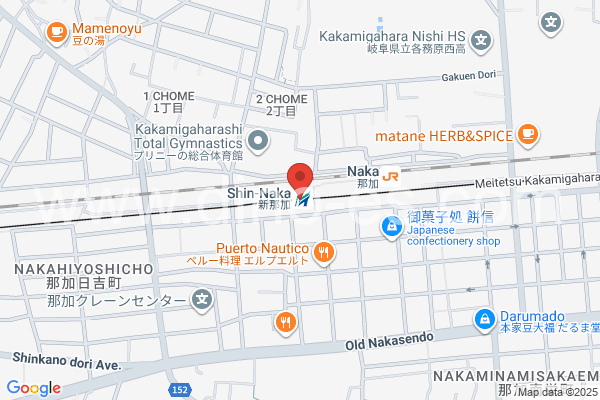 新那加メンズエステの地図です。map of Shinnaka station where spa and massage salons are located