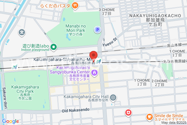 各務原市役所前メンズエステの地図です。map of Kakamigahara-shiyakusho-mae station where spa and massage salons are located