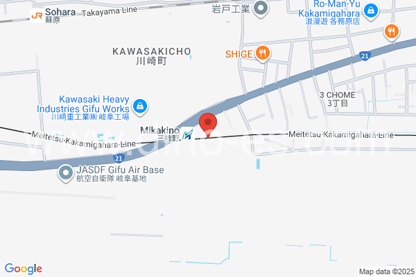 三柿野メンズエステの地図です。map of Mikakino station where spa and massage salons are located