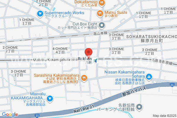 六軒(岐阜)メンズエステの地図です。map of Rokken station where spa and massage salons are located