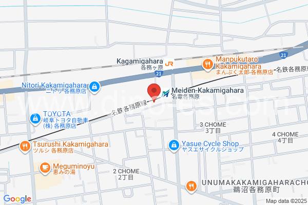 名電各務原メンズエステの地図です。map of Meiden-Kakamigahara station where spa and massage salons are located
