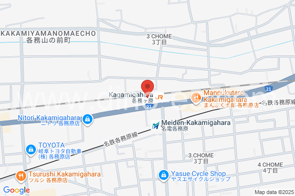 各務ヶ原メンズエステの地図です。map of Kagamigahara station where spa and massage salons are located
