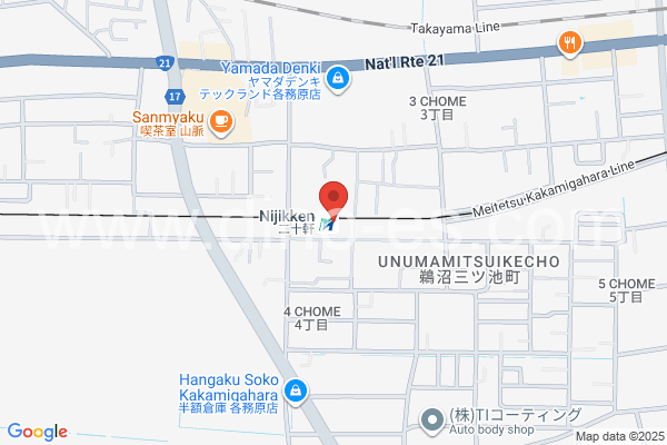 二十軒メンズエステの地図です。map of Nijikken station where spa and massage salons are located