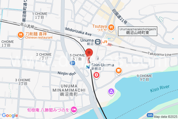 新鵜沼メンズエステの地図です。map of Shin-Unuma station where spa and massage salons are located