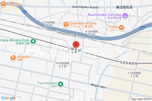 羽場(岐阜)メンズエステの地図です。map of Haba station where spa and massage salons are located