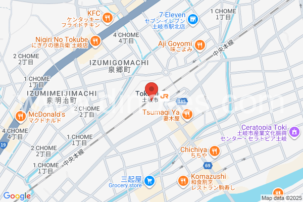 土岐市メンズエステの地図です。map of Tokishi station where spa and massage salons are located
