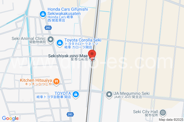 関市役所前メンズエステの地図です。map of Seki-Shiyakushomae station where spa and massage salons are located