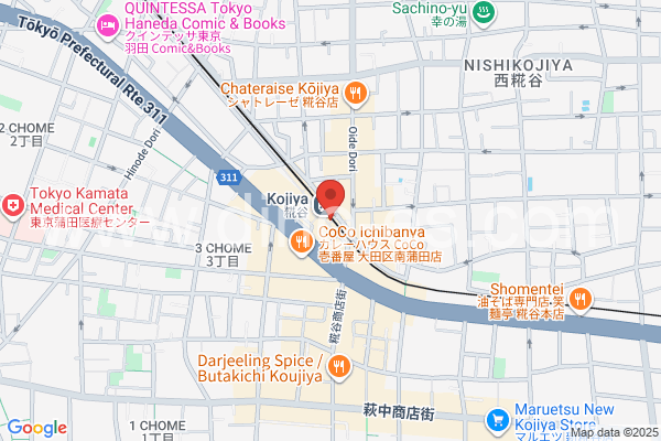 糀谷メンズエステの地図です。map of Kōjiya station where spa and massage salons are located