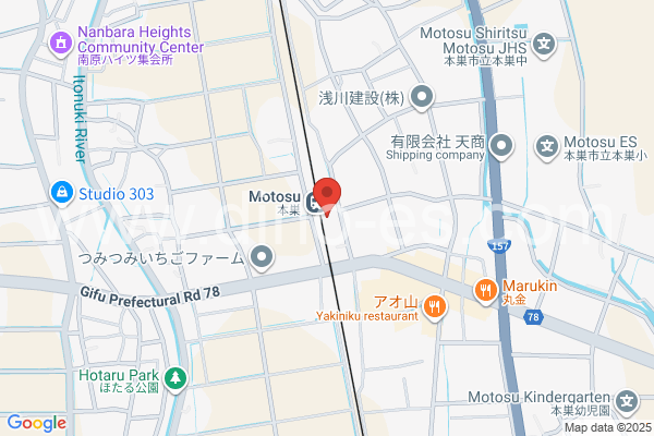 本巣メンズエステの地図です。map of Motosu station where spa and massage salons are located
