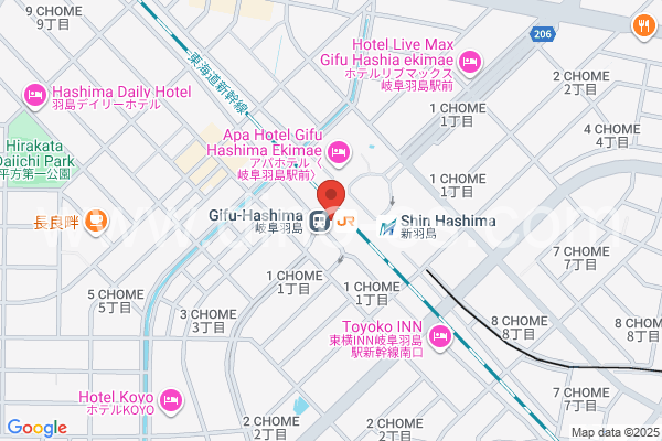 岐阜羽島メンズエステの地図です。map of Gifu-Hashima station where spa and massage salons are located