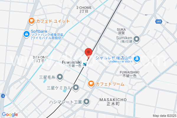 不破一色メンズエステの地図です。map of Fuwa-Ishiki station where spa and massage salons are located