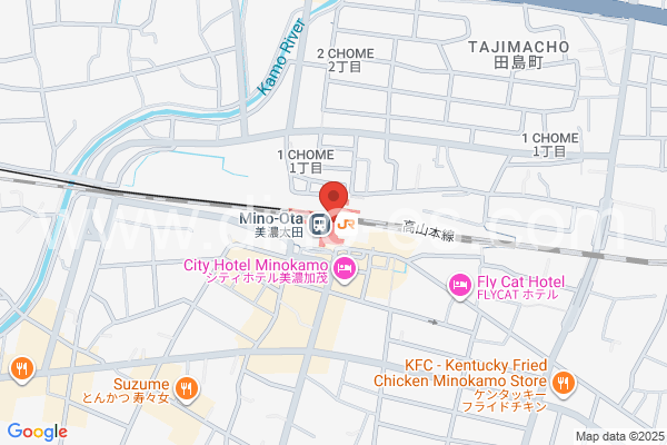 美濃太田メンズエステの地図です。map of Mino-Ōta station where spa and massage salons are located