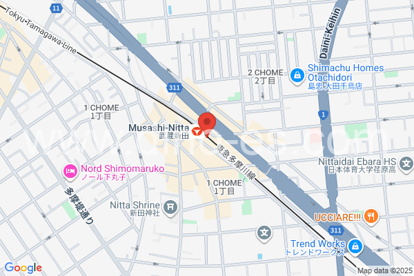 武蔵新田メンズエステの地図です。map of Musashi-Nitta station where spa and massage salons are located